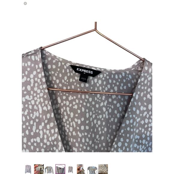 Express factory faux wrap with side tie puff sleeve satin blouse size medium - Picture 6 of 7